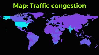 Map Traffic congestion by country average travel time per 10km [upl. by Milak]