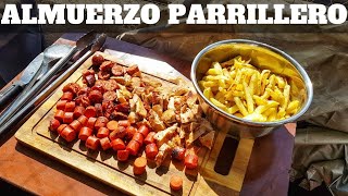 POLLO EMBUTIDOS y PAPAS FRITAS a la PARRILLA  TODO en la PARRILLA a GAS  William Priets [upl. by Ovida823]