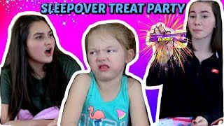 SLEEP OVER PARTY with TREATS The TOYTASTIC Sisters FUNNY SKIT Monthly SUBSCRIPTION box [upl. by Averil329]