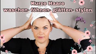 Kurze Haare Glatt Föhnen  Kurze Haare Stylen  Alltagsroutine [upl. by Hepsoj]