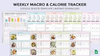 Weekly Macro amp Calorie Tracker  Meal Planner  Google Sheets Template [upl. by Anaul545]