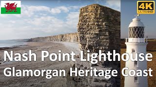 Nash Point Lighthouse amp Glamorgan Heritage Coast  South Wales  UK  4k [upl. by Mindi]