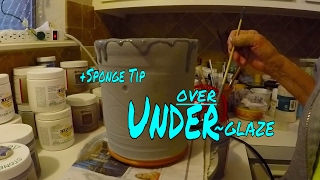 ♥ How to apply UnderglazeGlaze  Huge ave  on DIY ponges ThrowingPotteryWheelCeramicMaking [upl. by Filipe714]