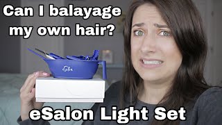 BALAYAGE HIGHLIGHTING MY OWN HAIR WITH ESALON LIGHT SET  Full process and results [upl. by Adigirb620]