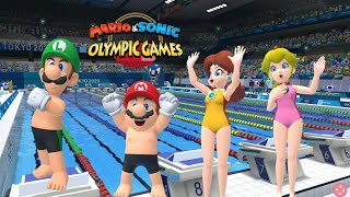 Mario amp Sonic At The Olympic Games Tokyo 2020 Swimming Mario  Luigi  Peach  Daisy Bowser Gameplay [upl. by Dadirac852]