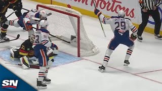 Oilers Leon Draisaitl Bounces Back From Misplay To Score vs Canucks [upl. by Arodal]