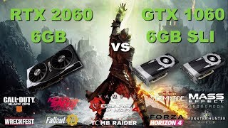 RTX 2060 6GB vs GTX 1060 6GB SLI  i59600K OC 50GHz  Test in 11 pc games in 1080p 1440p and 4K [upl. by Ezirtaeb]