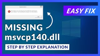 msvcp140dll Missing Error  How to Fix  2 Fixes  2021 [upl. by Luhem]