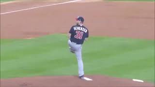 Max Scherzerwarmup pitchesWorld Series Game 1Nationals vs Astros102219 [upl. by Annawak]