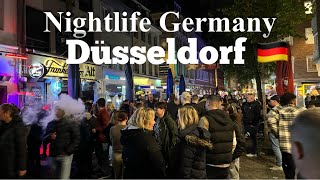 DüsseldorfGermany 🇩🇪 crazy party nightlife in the city4k night walking tour [upl. by Ayhay]