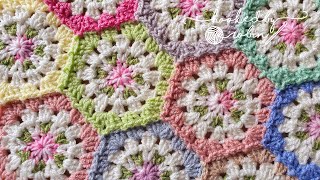 Crochet Vintage Hexies Tutorial 🥰  Made by Anita [upl. by Nyrem]