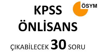 KPSS 2018 ÖNLİSANS ÇIKABİLECEK 30 SORU [upl. by Groves]