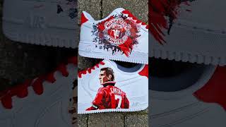 How to custom hand paint Nike AF1 sneakers  Manchester United Eric Cantona design [upl. by Hagood]