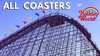 All Coasters at Holiday World  OnRide POVs  The Voyage  Front Seat Media [upl. by Aydiv]