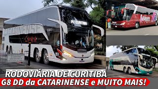 G8 DD da CATARINENSE e ÔNIBUS CHINÊS na RODOVIÁRIA DE CURITIBA GRANDE MOVIMENTO PELA MANHÃ [upl. by Annayram]