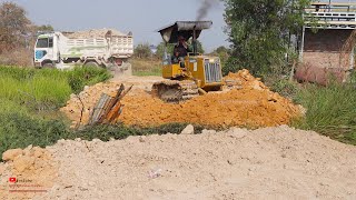 Ultimate Komatsu Dozer Full Working Success New Road Construction Build The Rice Field In Village [upl. by Sajovich]