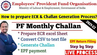 ECR Challan Generation Prepare ECR challan processEPF Challan How to file ECR pf ecr challan [upl. by Mmada]