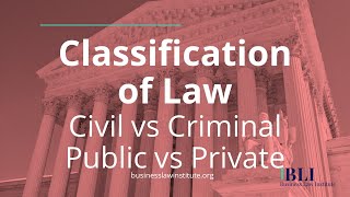 Classification of Law  Criminal vs Civil Law and Public vs Private Law [upl. by Nujra644]