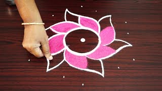 Learn how to draw simple rangoli designs with 7X4 cross dots  easy kolam  muggulu rangoli 7 dots [upl. by Aliam]