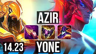 AZIR vs YONE MID  Dominating  KR Master  1423 [upl. by Anek]