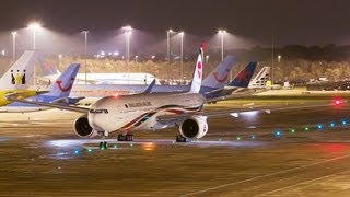 Biman 777300ER S2AFO Landing and take off at Manchester  August 2012 [upl. by Nimzay]