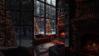 Experience COZY Winter Nights with Falling Snow and Crackling Fire Sounds shorts asmr [upl. by Aneekat862]