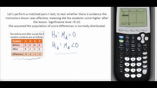 How to perform a matched Paired t test on TI84 Student Lesson example [upl. by Lukin142]