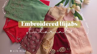 ✨ Embroidered Hijabs tutorial ✨ beads and sequins work 🤍 [upl. by Ylim]