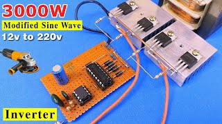 How to make 12v dc to 220v ac inverter  Pure sine wave Inverter 3000 watt  12v 220v Inverter [upl. by Dnalyk]