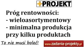 Próg rentowności wieloasortymentowy  minimalna łączna wielkość produkcji przy kilku produktach [upl. by Aicnorev900]