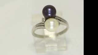 Diamond Tahitian  White Pearl Ring 02CT 6869MM White Gold Size 625  33045 [upl. by Eldora]