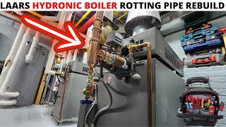 HVAC LAARS Hydronic Boiler Rotting Pipe Rebuild Gas Boiler Pipe Repair Boiler Piping Repair [upl. by Jared]