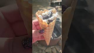 Campfire Smores Cones  Camping Recipes  Campfire Treat Recipe [upl. by Noirred]