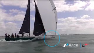 Demanding action on the bowsprit Carkeek 40 MKII Kite Sheet Recovery [upl. by Yrem]