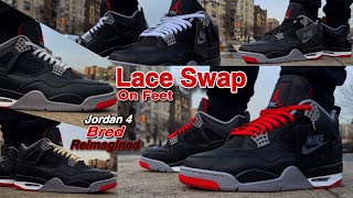 LACE SWAP  Jordan 4 Bred “Reimagined” [upl. by Blanding868]