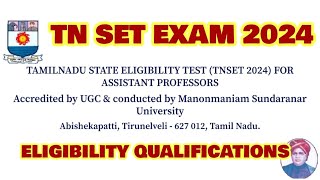 TN SET EXAM 2024  ONLINE APPLICATION ELIGIBILITY QUALIFICATION EXAM FEE [upl. by Annaillil]