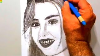 Non stop pencil drawing ideas kajal art 2024new pencil drawing garl smailing photo [upl. by Yrtneg]