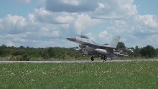 Longawaited F16 jets arrive in Ukraine  REUTERS [upl. by Racklin]