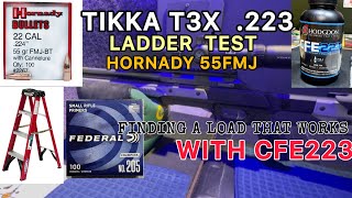 223 Ladder Test with Hornady 55FMJ and CFE223 Finding a Load that Works [upl. by Berl]