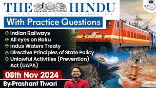 The Hindu Newspaper Analysis  8 Nov 2024  Current Affairs Today  Daily Current Affairs  StudyIQ [upl. by Blondelle]