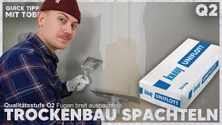 Trockenbau auf Qualitätsstufe Q2 spachteln Fugen breit ausspachteln 👷🏼‍♂️ Quick Tipp 02 [upl. by Larentia]