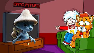 ¡GATO PITUFO APARECE EN MI TV EN MINECRAFT 📺 😭  SRGATO ESCAPA DE SMURF CATEXE TROLL [upl. by Reel]