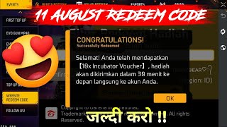 Free Fire Redeem Code 11 August 2024  How To Use Redeem Code In Free Fire  Today New Redeem Code [upl. by Eustis]