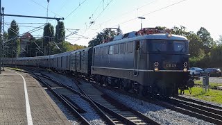 BR E10 228  Dampflok BR 023 0581 mit einem Sonderzug bei der Ausfahrt am Inselbahnhof Lindau [upl. by Eugor]