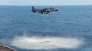 US AV8B Harrier’s Insane Takeoff And Landing Operations in The Ocean [upl. by Nosidda]