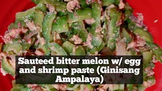 Sauteed bitter melon w egg amp shrimp paste Ginisang Ampalaya [upl. by Ahsimac]