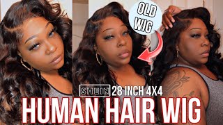 INSTALL A WIG WITH ME  2 Year Old Wig 😱 SHEIN 4X4 28 Inch Human Hair Wig  New Products to Try‼️ [upl. by Nosrak]