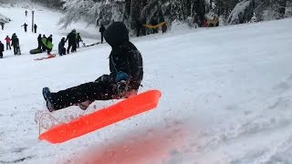 Kids catching air sledding on Mt Tabor hill [upl. by Adleme]