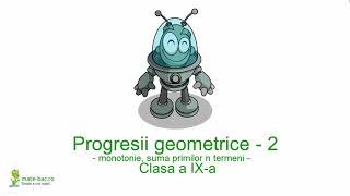 Suma primilor n termeni ai progresiei geometrice  Algebra cls a 9a [upl. by Llehcam]