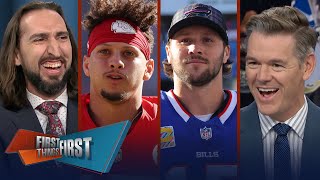 Chiefs underdogs vs Bills Can Mahomes pass Allen in MVP odds with a win  FIRST THINGS FIRST [upl. by Anerehs]